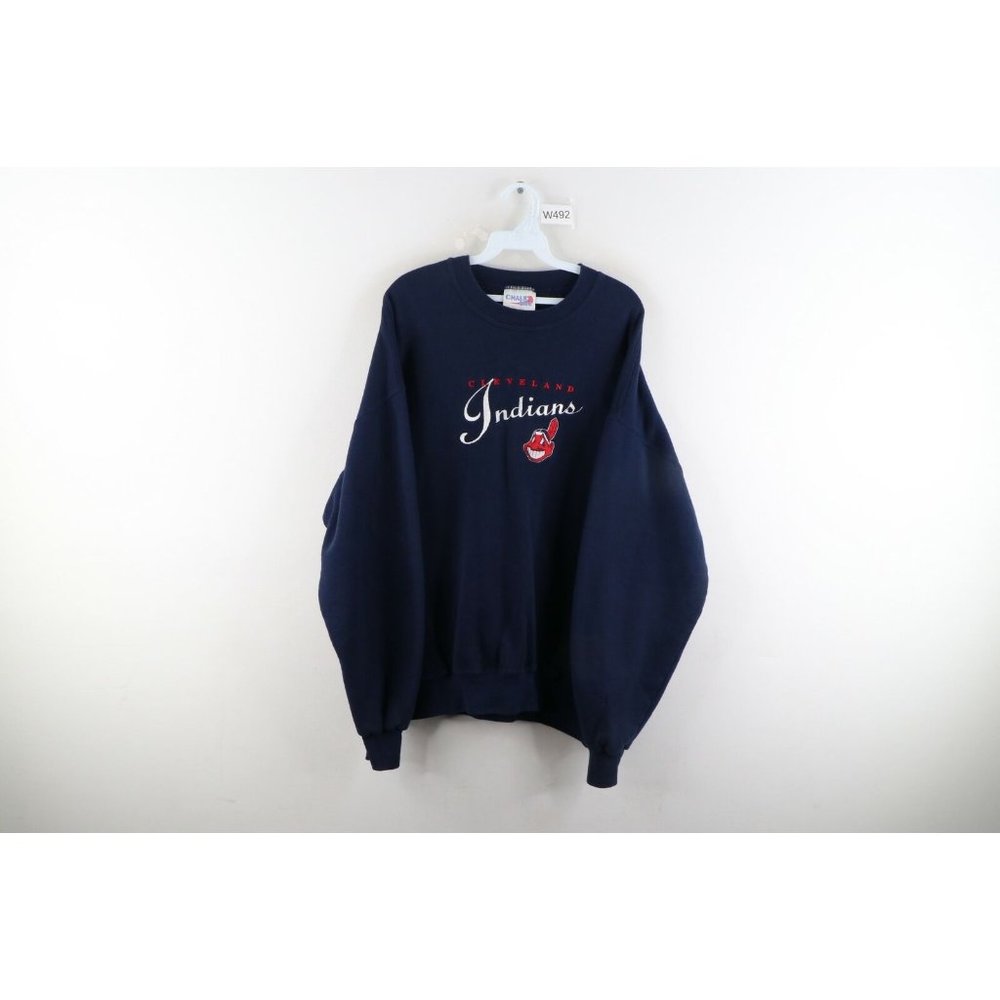 Vintage 90s Chalk Line Mens XL Cleveland Indians Chief Wahoo Faded Sweatshirt